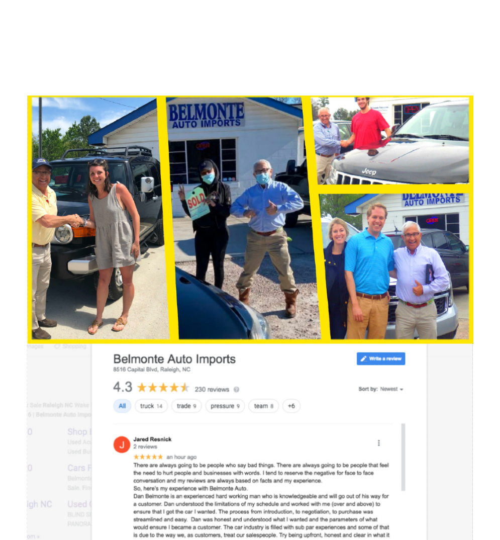 Belmonte Auto Imports Dan Belmonte and 5 Star Google Review for